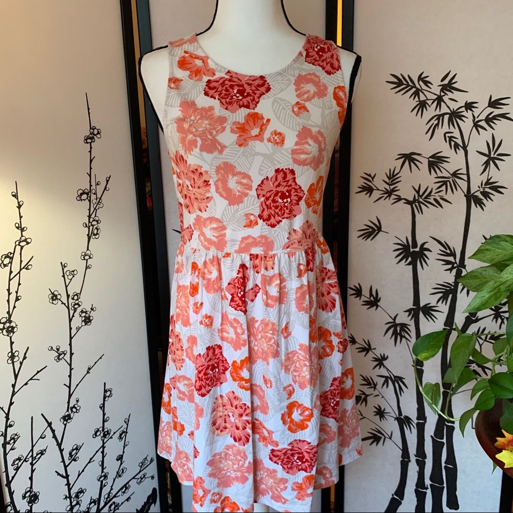 LOFT | Pink + Orange Floral Dress Size Small